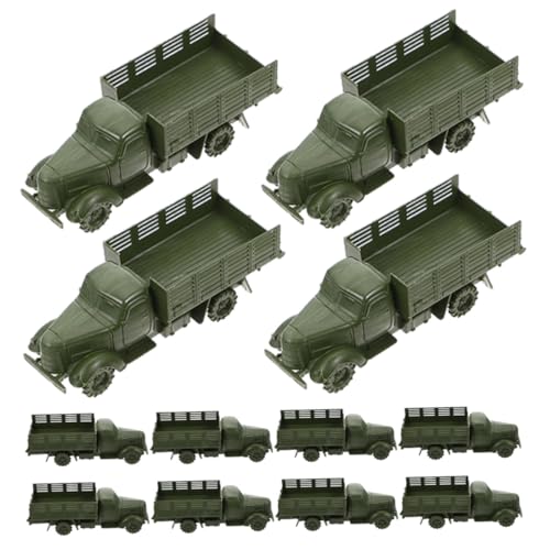 Vaguelly 20 Stücke LKW Modell Kleines Tischmodell LKW Plastikauto Plastikfahrzeug Auto Pädagogisches Strandsimulationsauto Pp Olivgrün von Vaguelly