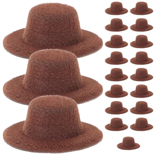 Vaguelly 20St Mini-Hut Kappe Hüte Mini-Puppen Kinderkleider kinderkleidung Jazzhut kinderbekleidung mikrolle Mini-Jazz-Hüte zum Basteln Puppenhaus für Stoff Brown von Vaguelly
