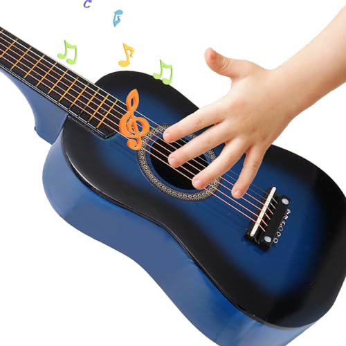 Vaguelly 23-Zoll-Gitarre Mit 6 Saiten Tragbare Kleine Gitarre Mit Plektrum Musikspielzeug Für Kinder Anfänger (Blau) Ab 3 Jahren von Vaguelly