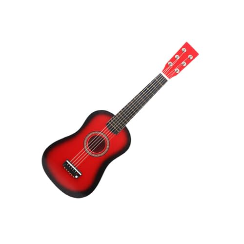 Vaguelly 23-Zoll-Gitarre Mit 6 Saiten Tragbare Kleine Gitarre Mit Plektrum Musikspielzeug Für Kinder Anfänger (Rot) Ab 3 Jahren von Vaguelly