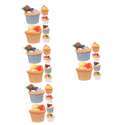 Vaguelly 24 STK Cupcake-Modell Kuchendekoration Simulationskuchenmodell kühlschrankmagnete kühlschrankaufkleber Modelle Ladendekoration künstliche Dessertdekoration Lebensmittel Zubehör Pu von Vaguelly