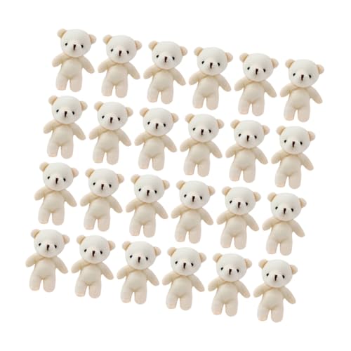 Vaguelly 24 Stück Bärenanhänger bär DIY kleine Bären ausgestopfte Bärenpuppe Rucksack-Bär-Anhänger Bärenspielzeug hängende Mini-Bärenfiguren Bärenpuppenanhänger Stoff Weiß von Vaguelly
