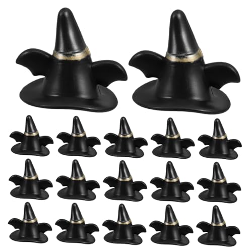 Vaguelly 24 Stück Schwarze Mini Hexenhüte Puppen Halloween Dekorationen Und Bastelprojekte Kleine Strickmützen Für Miniaturszenen Und Urlaubsdekoration von Vaguelly