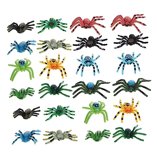 Vaguelly 24 Stück Spinnenmodell-Ornamente Halloween Halloween Toys Scherzartikel mit Spinnen streudekor Halloween Requisiten für Festivalpartys lebensechte Spinnenfiguren PVC von Vaguelly