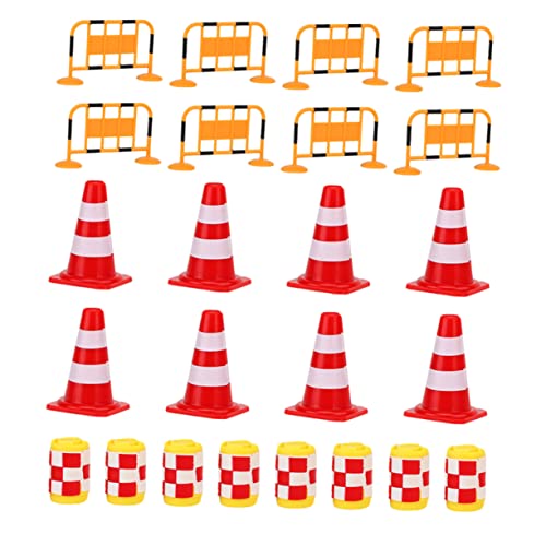 Vaguelly 24 Stück Verkehr Straßenschild Barrikade verkehrserziehung verkehrsschilder Verkehrsspielzeug Mini- -Verkehrskegel matschig Verkehrskognitives Kinderspielzeug Abs von Vaguelly