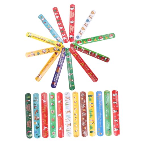 Vaguelly 24 Stück Weihnachts Handgelenkspielzeug Bunte Slap Bracelets mit Cartoon Pinguin und Langen für Xmas Partys Weihnachtsdeko und Preise von Vaguelly
