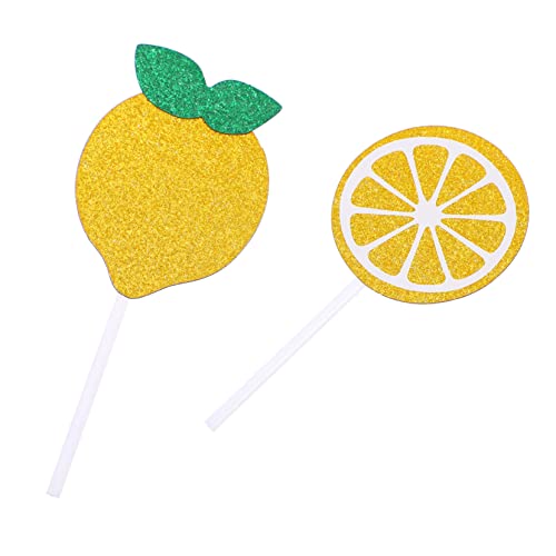 Vaguelly 24 Stück Zitronen-Kuchen-Topper Zitronengeburtstag Zitronenkuchen Topper Geburtstag babyshowerparty party sachen dekoration Zitronen-Cupcake-Topper zitronenkuchen Yellow von Vaguelly