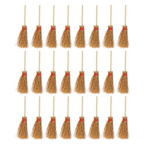 Vaguelly 24St Mini-Besenmodell Puppenhaus-Miniaturen Puppenhauszubehör Miniaturbesen und Mopp Mini-Besen-Set Puppenhaus Zubehör Minibesen zum Basteln Zubehör für Puppenhäuser Holz Khaki von Vaguelly