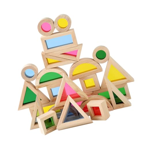 Vaguelly 24St buntes Kaleidoskop Rayan-Spielzeug für Kinder geometrische Formblöcke Kinderspielzeug Kinder Spielzeug Kleinkind-Puzzle Kleinkindpuzzles aus Holz Spielzeug erkennen Bausteine von Vaguelly