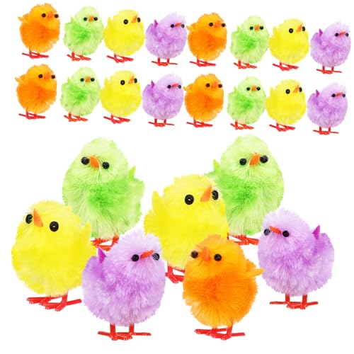 Vaguelly 24Stücke Mini Plüschküken Flauschige Bunten Farben Deko für Ostern und Fröhliche Anlässe für Partygeschenk von Vaguelly