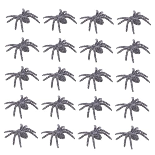 Vaguelly 25 Stück Simulation Spinnen Dekoration Spinnendekorationen für den Innenbereich Flauschige Spinne realistische Fehler Krabbeltiere Spooky Halloween- Plastik Grau von Vaguelly