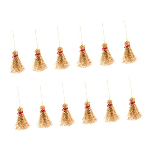 Vaguelly 25St Kleiner Besen Kessel-Halloween- Hexen Besenstiel Camper Miniatur Halloween deko Halloween-Dekoration puppenzubehör Mini-Hexenbesen Mini-Besen-Requisiten Holz Khaki von Vaguelly