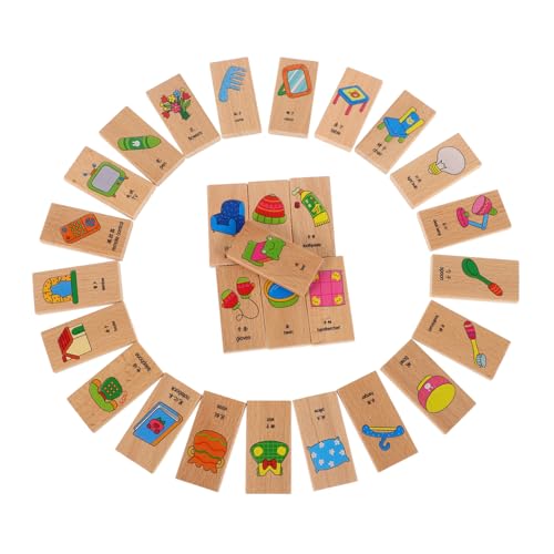 Vaguelly 28 Stück Teiliges Holz Domino Set für Kleinkinder Stapelspielzeug für Lernaktivitäten Pädagogisches für Vorschulkinder Fähigkeiten und Entwicklung von Vaguelly
