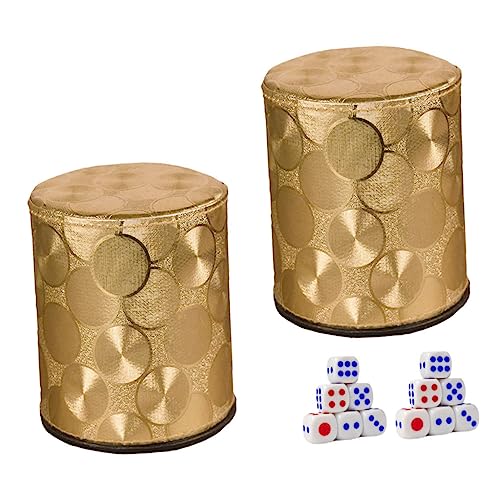 Vaguelly 2Er-Sets-Box Leder farbbecher Würfel Becher Würfelfach vereist Würfel Fall Spiele Easy putz настольные игры Würfelbecher mit Würfeln Spiel Würfelbecher PU-Leder Golden von Vaguelly