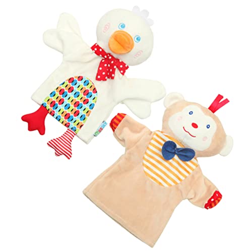 Vaguelly 2St Ente Früherziehung Karikatur Handpuppen für Kleinkinder Plüsch interaktives Puppen pädagogische Handpuppe Cartoon-Handpuppenspielzeug PP Baumwolle von Vaguelly