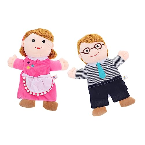 Vaguelly 2St Handpuppe Familienpuppen Plüschpuppen Marionettenfamilie Lernspielzeug für 3-jährige PP Baumwolle von Vaguelly
