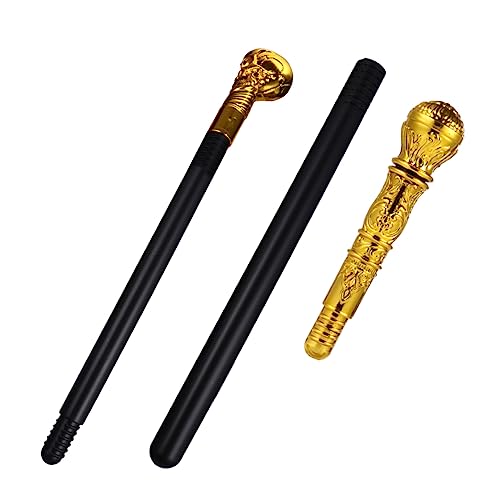 Vaguelly 2St Königszepter Halloween Halloween Toys Karneval Requisiten Verkleidung Accessoire Skelettkopf Requisiten kinderspielzeug Party Kostüm Requisiten Plastik Golden von Vaguelly