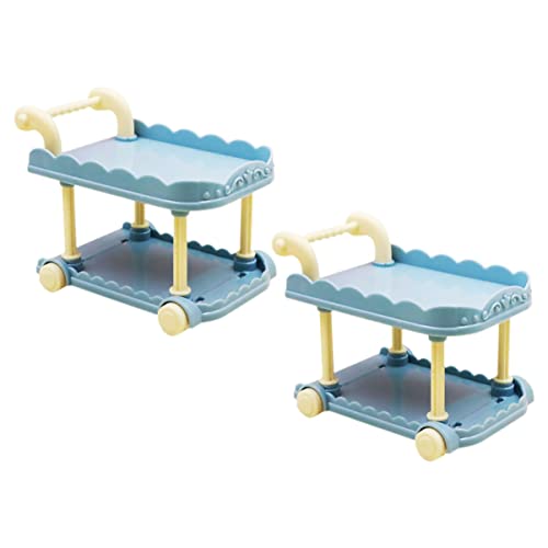 Vaguelly 2St Mini-Foodtruck Miniatures spielzeugküche Dekoration Modellbau Essenswagen Modellbau Wohnaccessoire -Automodelle Mini-Basteldekore Mini-Haushandwerk Plastik Blue von Vaguelly