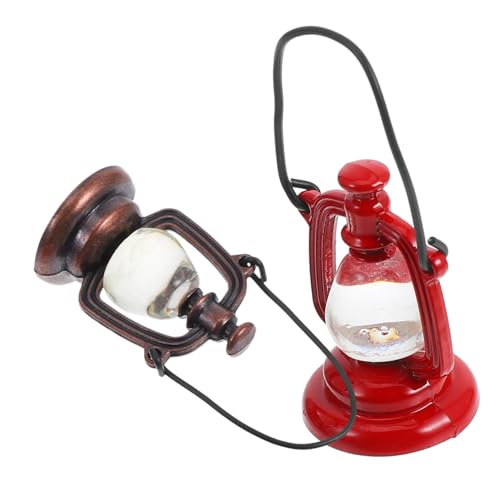 Vaguelly 2St Mini-Petroleumlampe Puppenhaus-Miniaturen Miniaturlampen Spielzeughaus Miniaturmöbel Puppenmöbel Retro lampen puppenstuben Beleuchtung Miniatur-Laterne Puppenhaus-Lichter Harz von Vaguelly