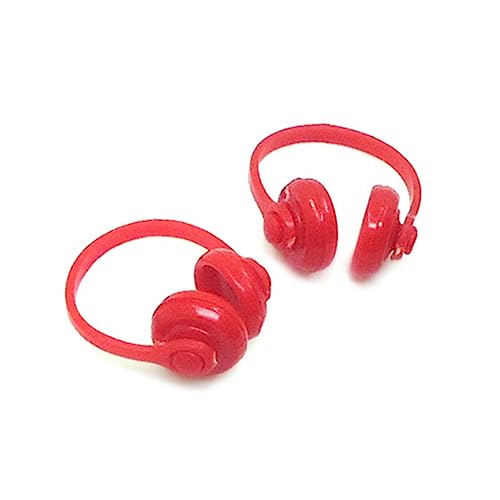 Vaguelly 2St Mini-Kopfhörer Tu so, als würdest du Kopfhörer Spielen Kopfhörer Kopfhörer Kinder Headset Ohrhörer deko Miniaturen Zubehör Musik schmücken Modell rot von Vaguelly