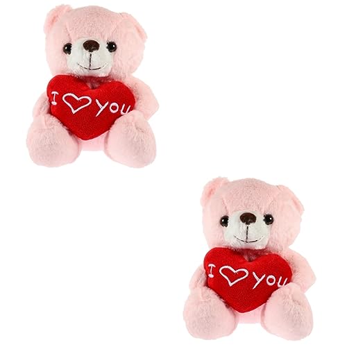 Vaguelly 2St Teddybär Kinderspielzeug für Mädchen Plüschspielzeug für Mädchen Tier Spielzeuge Plüschbär zum Valentinstag Valentinstagsgeschenke für Kinder Liebe Herz halten PP Baumwolle von Vaguelly