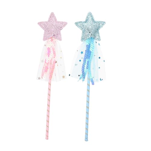 Vaguelly 2St Zauberstab Party kinderparty mädchen Accessoires Fasching spielwaren Feenflügel für Mädchen Bausatz Stern Puppe Zauberstäbe -Fee-Sticks- Stoff von Vaguelly