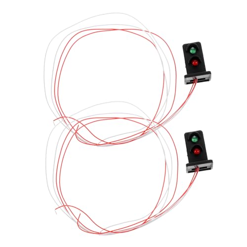 Vaguelly 2st Modellbahn Lichter Mikro-landschaftslampendekor Leuchtendes Signallichtmodell Ampelspielzeug Mikrolandschaft Lichtdekor Bahnübergang Zeichen Zug Sand Mini Metall Dekorationen von Vaguelly