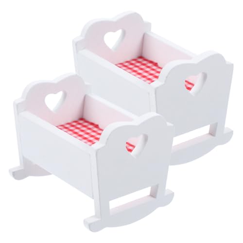 Vaguelly 2Stücke Babybett Modell Mini Hausbett Puppenhaus Möbel Dekoration Für Kreative Gestaltung Weißes Design Für Puppenhausliebhaber von Vaguelly