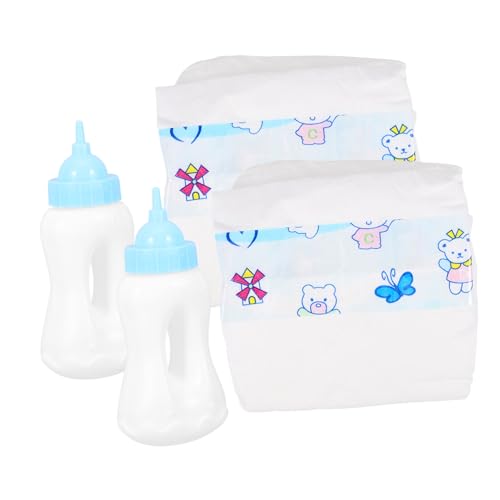 Vaguelly 18-Zoll-puppenfütterungsflasche Und Windeln Kinder So Tun Als Würden Windeln Modell Babypuppenflaschen-Set Puppenhausspielzeug Kinder Rollenspiel-Requisiten Flasche von Vaguelly