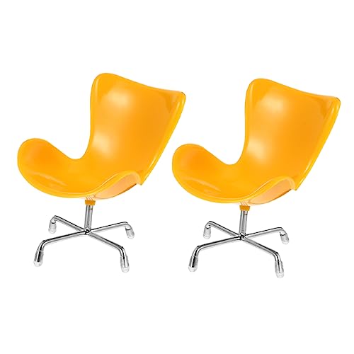 Vaguelly 2st Egg-Stuhl-Sessel Mini-haussessel Miniatur-stuhlspielzeug -Miniatur-Stuhl Miniatur-sesselspielzeug Miniatur-stuhlmodell Miniatur-hausstuhl Mini-drehsessel Plastik Yellow von Vaguelly