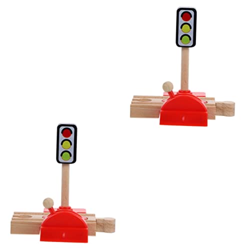 Vaguelly Bausteine 2St Gleiszubehör Zug-Straßensperre-Spielzeug Mini-Tankstellenmodell Spielset aus Holz Spielzeuge Straßensperrenspielzeug Spielen Roadblock-Modell für Spiele Spur von Vaguelly