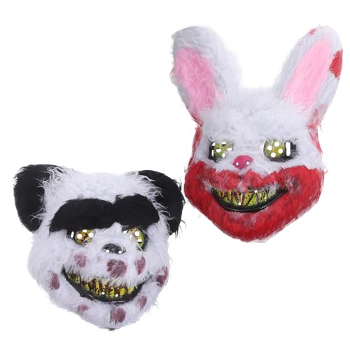Vaguelly 2st Horror-maske Plüsch Lustig Erpel Hase Kaninchen Halloween Gesicht Unheimlich Masken Partyzubehör Plastik von Vaguelly
