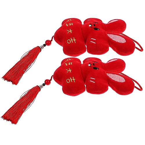 Vaguelly 2st Kaninchen-anhänger Plüschtiere Frosch Plüschspielzeug Kleines Mädchen Panda Plüschtier Festival-kaninchenpuppe Neuheit Kaninchenpuppe Exquisite Kaninchenpuppe Rot Kristallsamt von Vaguelly