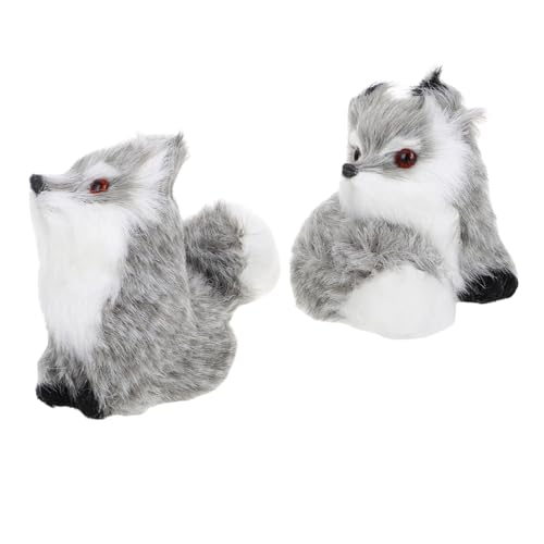 Vaguelly 2st Kleine Fuchsverzierung Waldtierfiguren Simulation Plüschtiere Kuscheltiere Aus Dem Wald Fuchs-Ornament Plüschtier Fuchs Fuchsplüsch Simulationstiere Tierornament Plastik Grey von Vaguelly