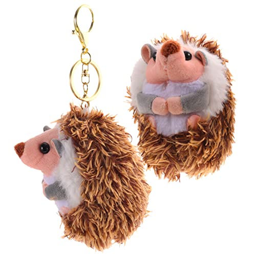 Vaguelly 2st Kleiner Igel-anhänger Einziehbar Brosche Tiere Igel Schlüsselanhänger Plüsch Ringe Hamsterkäfig Kuscheltier Schlüsselanhänger Schlüsselschmuck Pp Baumwolle Brown von Vaguelly