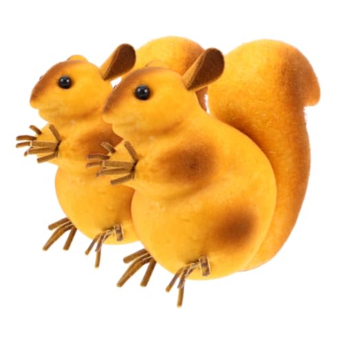 Vaguelly 2st Kleines Eichhörnchen-Modell Flauschiger Chenille-hase Ausgestopftes Küken Mini-küken Flauschige Chenilleküken Kleines Hühnchenkuchenküken Inneneichhörnchen Hut Küken Schaum von Vaguelly
