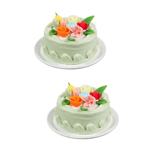 Vaguelly Kuchenornament 2St Mini- künstliche Nahrungsmodelle realistischer künstlicher Kuchen Spielzeug Foto-Requisite Mini-Kuchenverzierung Puppenhaus das Gericht Kleiner Kuchen von Vaguelly
