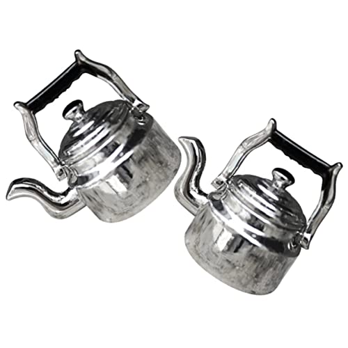 Vaguelly 2st Mini Wasserkocher Puppenhaus-küche Miniaturfiguren Warmwasserboiler Luft Puppenstuben-teekannen Winzige Spielsachen Flasche Miniaturartikel Pumpe Schwanenhals Silver Legierung von Vaguelly