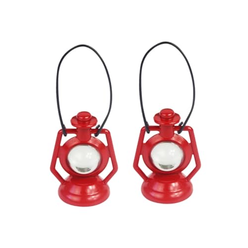 Vaguelly 2st Mini-petroleumlampe Miniatur-Retro-Laterne Puppenhaus Petroleumlampe Puppenhausdekoration Puzzlespielzeug Puppenhaus-versorgung Lernspielzeug Für Rot Legierung von Vaguelly