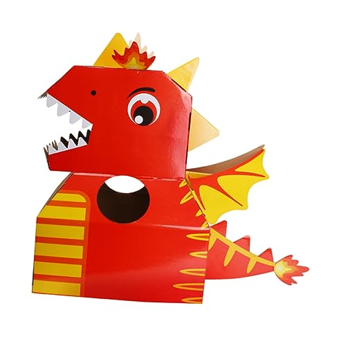 Vaguelly Lernspielzeug 3 STK Dinosaurier-Kopf Spielzeug Rot Kleinkind Karton Cosplay Papier Kinderspielzeug von Vaguelly