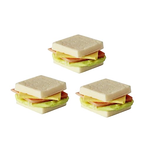 Vaguelly 3 STK Mini-Sandwiches Essensrequisiten realistische Lebensmittelrequisiten gefälschtes Essen für kinderspielzeug Miniaturfutter Puppenhaus-Miniatur-Essen Harz von Vaguelly