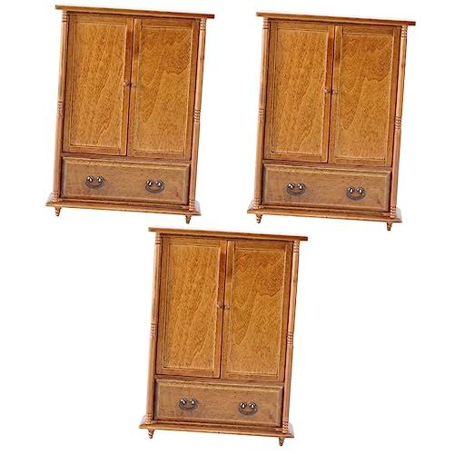 Vaguelly 3 STK Mini-Möbelzubehör Dekoration Schlafzimmer Bedroom Decor Wohnakzente Dekor holzschrank Miniatur Spielset aus Holz Modelle Mini-Hausschmuck Garderobenschmuck Jahrgang schmücken von Vaguelly