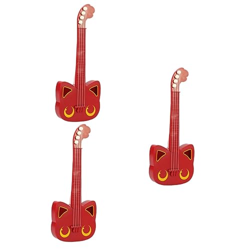 Vaguelly 3 STK Simulations-Ukulele Spielzeug für Kinder Geburtstag Spielzeuge Musikinstrumente simulierte Ukulele imitiertes Gitarrenspielzeug Mädchen Baby Plastik rot von Vaguelly