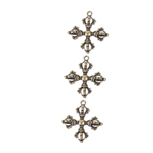 Vaguelly 3 STÜCKE Teiliges Buddhistisches Anhänger Messing Retro Schlüsselanhänger und Halskettencharms Vielseitiges Schmuck Schutzamulett Handgefertigt für Taschen Rucksäcke und Alltag von Vaguelly