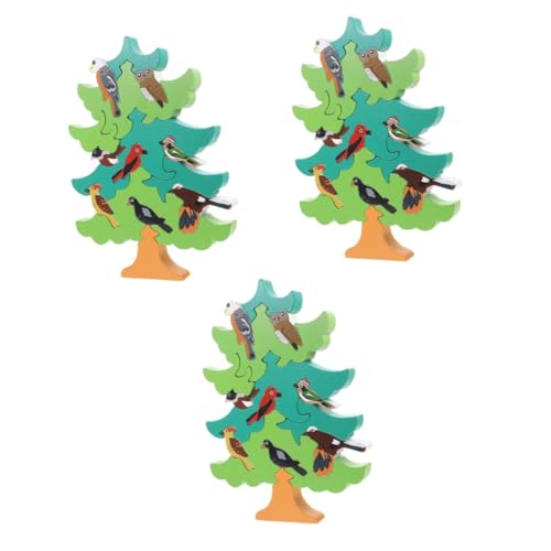 Vaguelly 3 Sätze 3D-Stereo-Puzzle Vogelspielzeug Für Kinder Balancierspielzeug Aus Holz Tierisches Rätsel Holzpuzzle Für Kleinkinder 3D-tierrätsel Blöcke Hölzern Baumform von Vaguelly