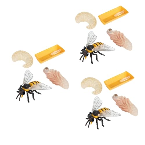 Vaguelly 3 Sätze Bienen Wachstumszyklus Spielfiguren-spielsets Spielzeuge Insekten Leben Stufen Lernen Pädagogisches Spielzeug Marienkäfer-Spielzeug Miniaturen Schmücken Spinne Kind Plastik von Vaguelly