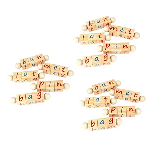 Vaguelly 3 Sätze Buchstaben Würfel Spielzeug Bausteine ​​für Kinder Wörter Rechtschreibblöcke Worterkennungsspiel Englischer Buchstabenblock Leseblöcke Aus Holz Hölzern Puzzle Lehrmittel von Vaguelly