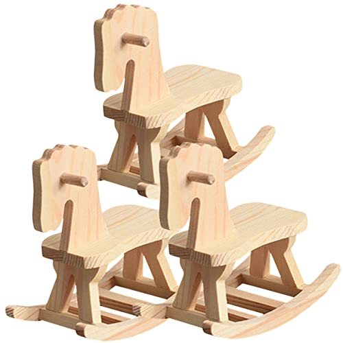 Vaguelly 3 Sätze DIY Spielzeug Holzpferd Zusammenbau-modellspielzeug Flugzeugmontagemodell Holzhandwerksmodell Spielset Aus Holz Flugzeug-montagemodell Bauspielzeug Holz Kind Puzzle von Vaguelly