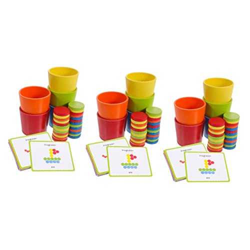 Vaguelly 3 Sätze Farberkennungsspielzeug Kinder Sicherheit sicherheitsleine für Kinder kindersafe kreativekraft Spielzeugbecher Toddler Toys Kinder Safe Puzzle Tasse Lehrmittel Baby Holz von Vaguelly