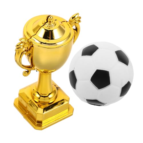 Vaguelly 3 Sätze Fußball Pokale für Lustige Kuchendekoration für Sportwettbewerbe und Partys für Puppenhäuser und Spielzeugkuchen Wiederverwendbar von Vaguelly